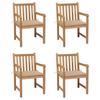 Garden Chairs 4 Pcs with Beige Cushions Solid Teak Wood