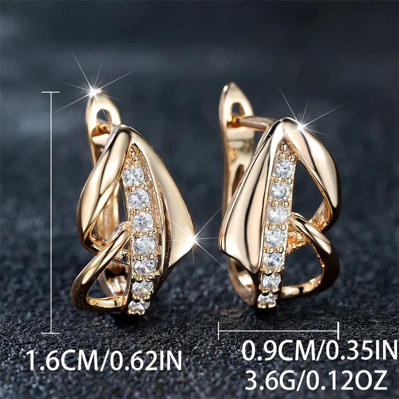Luxury Female Small White Zircon Stone Clip Earrings Charm Gold Color Wedding Jewelry For Women