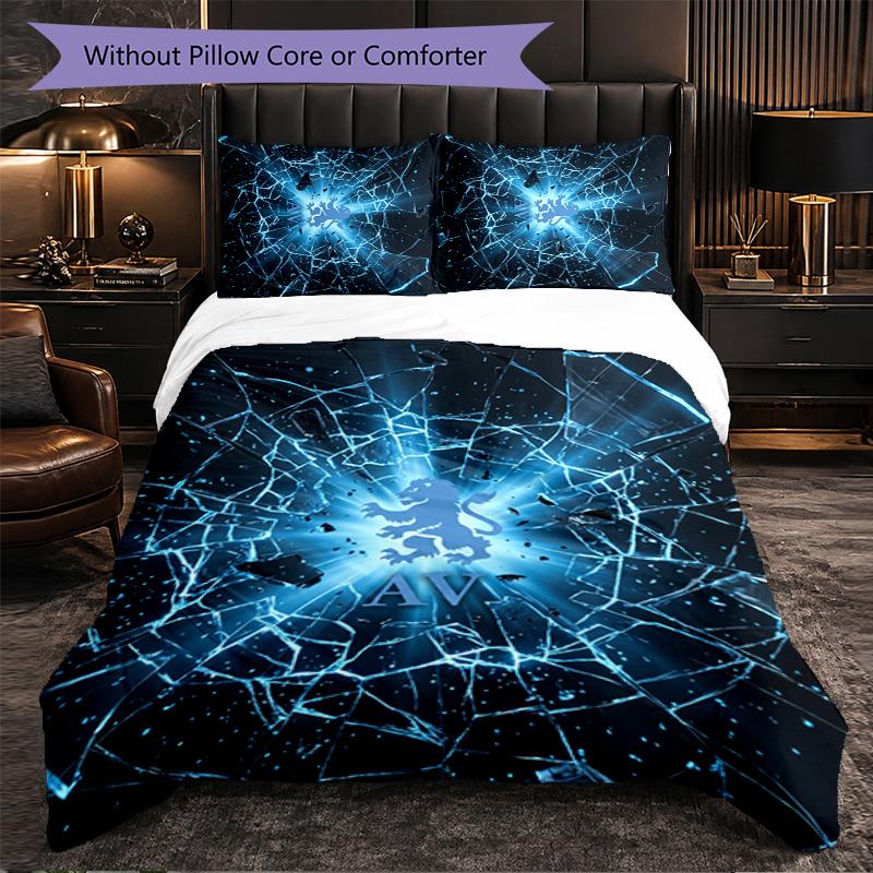 Set Biancheria da Letto Aston Villa Football 3 Pezzi Morbido Set Copripiumino con Federe Set Decorazione Camera da Letto per la Casa