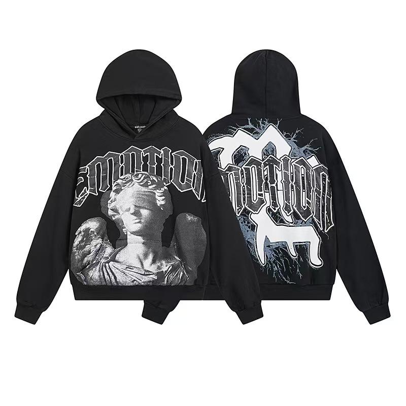 2025 Mixed Emotion Trendy American Hoodie Windbreaker Jacket Extra Large
