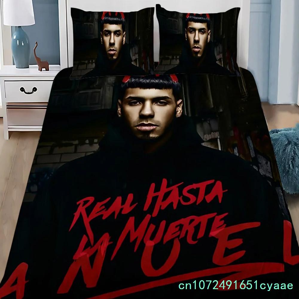 Anuel AA Real Hasta La Muerte Duvet Cover Pillowcase Bedding Set Boy Girl Bedroom Decoration Children Single Double Large Size