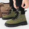 Autumn and winter new rhubarb boots labor insurance shoes outdoor army green tooling boots trendy shoes Martin shoes men's shoes