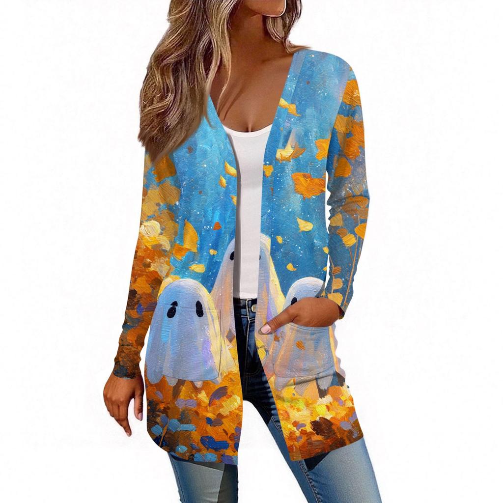 Women's Long Sleeve Cardigan Casual Jacket With Pockets Top