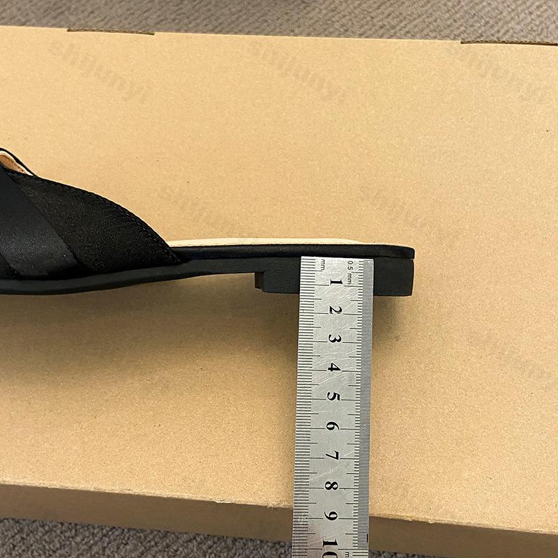 Fashion Woman Flat Shoes Female Cover Toe Ladies Slippers Slides Butterfly-Knot Slipers Women Designer Square Toe 2025 Half Slippers