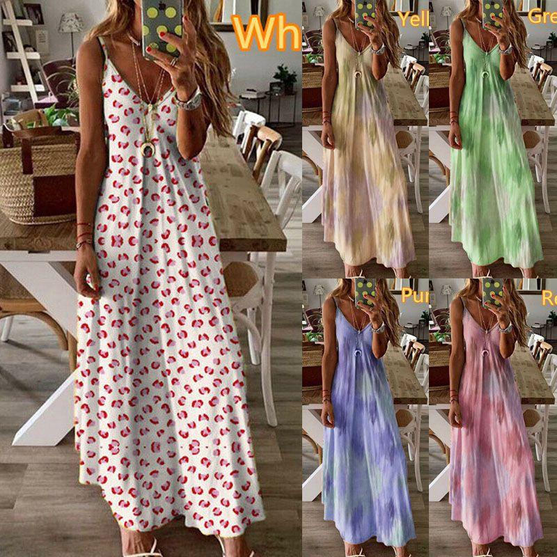 Women's Boho Floral Strappy Dress Oversized Maxi Kaftan For Summer Beach Parties