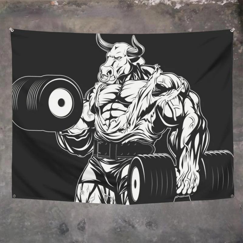 Orangutan Rhino Animal Fitness Tapestry Wall Hanging Macho Background Cloth Living Room Bed  Home Decoration