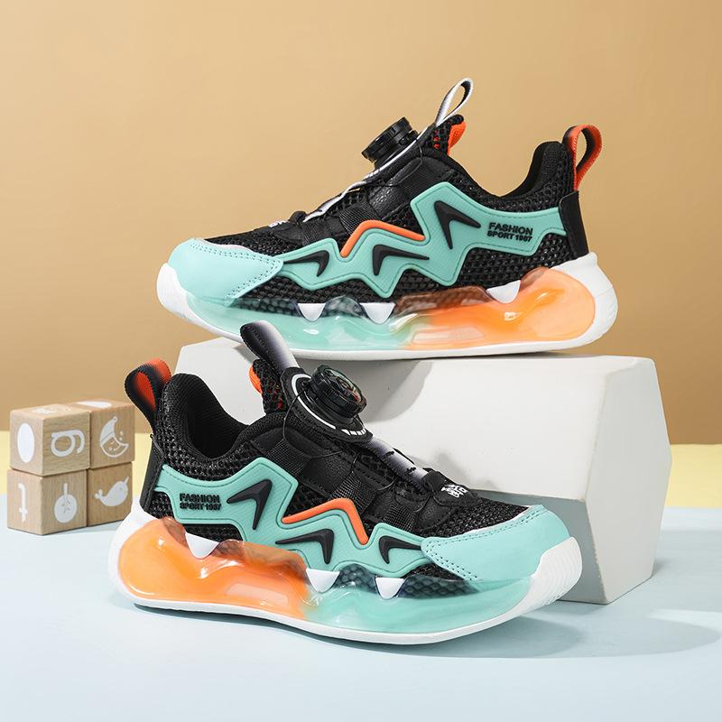 2026 New Children's Sports Dad Shoes Breathable Hollow Single Mesh Shoes Rotating Buckle Running Shoes