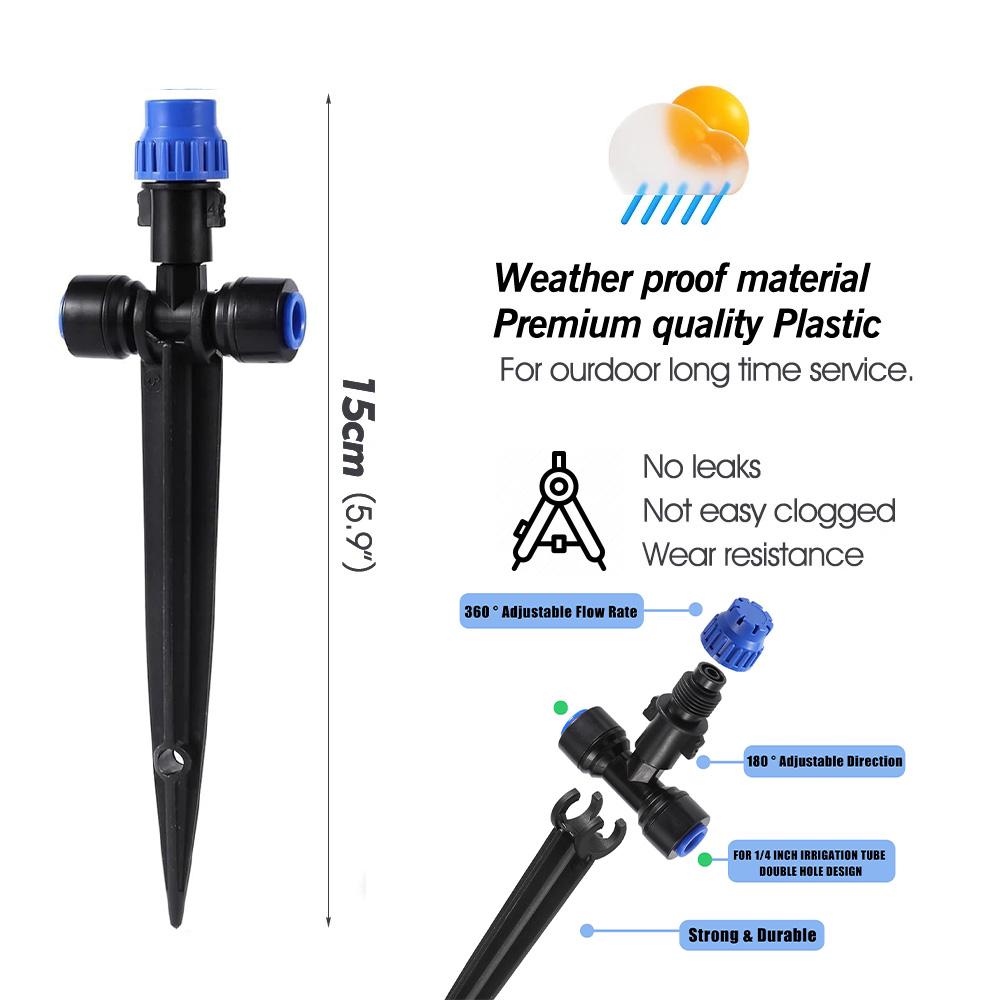 8-holes Drippers with Garden Irrigation Watering Supplies Stake 180° Bend Adjustable Sprinklers Quick Insert Slip Lock Sprayer