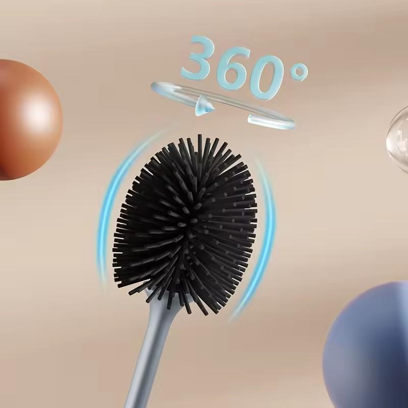 Set perie de toaletă în formă de măslină Mâner lung Silicon moale Multifuncțional Curățător de uz casnic pentru baie Fără colțuri moarte Flexibil Curățare profundă Igienic