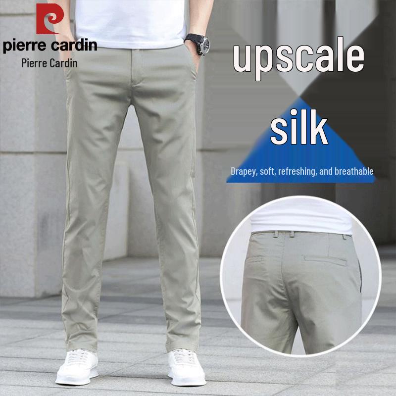 Pierre Cardin Men's Mulberry Silk Blend Straight Casual Pants