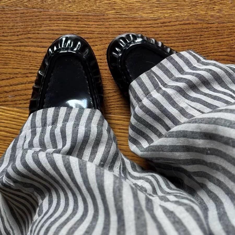 Sheepskin Version~ Retro British Style Round Head Thick Heel One Pedal Loafers Women's 2025 New Small Leather Shoes Single Shoes