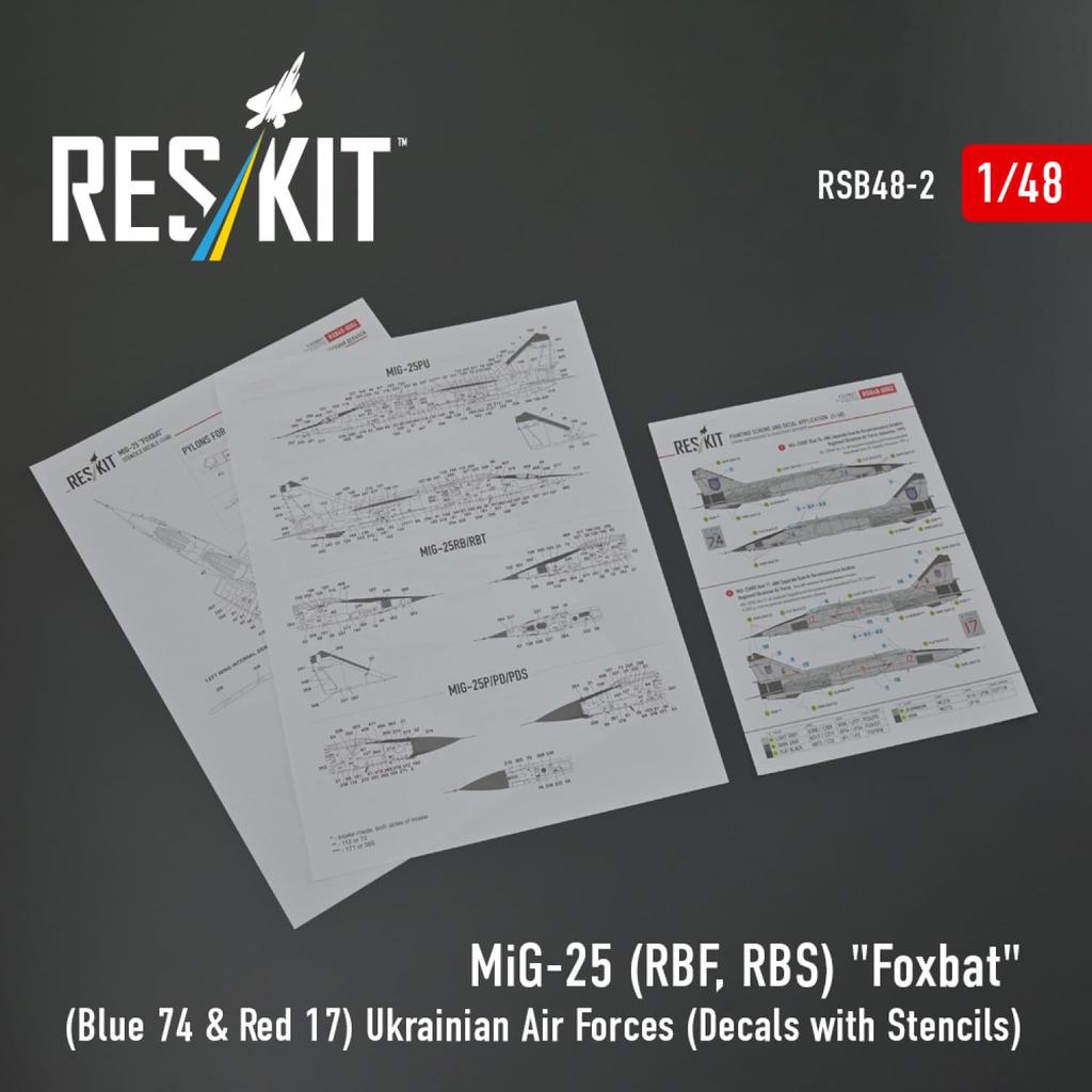 Reskit Ukrainian Air Force Decal Data for Plastic Models 1/48 MiG-25RBF/RBS (with Stencils) RSKB48-0002 (Airplane)