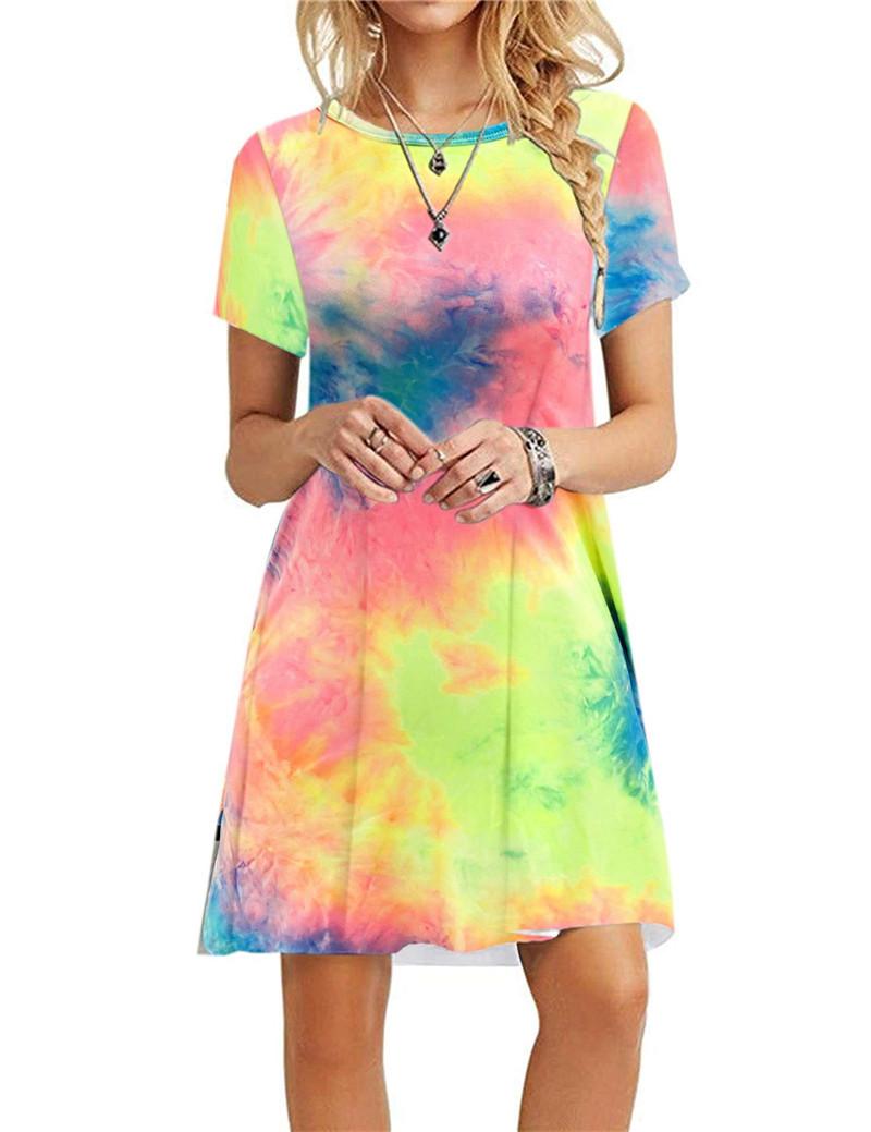 

Леопардовый узор Женские модные платья с 3D-принтом с коротким рукавом Летнее свободное повседневное короткое платье Уличное женское мини-платье 6XL