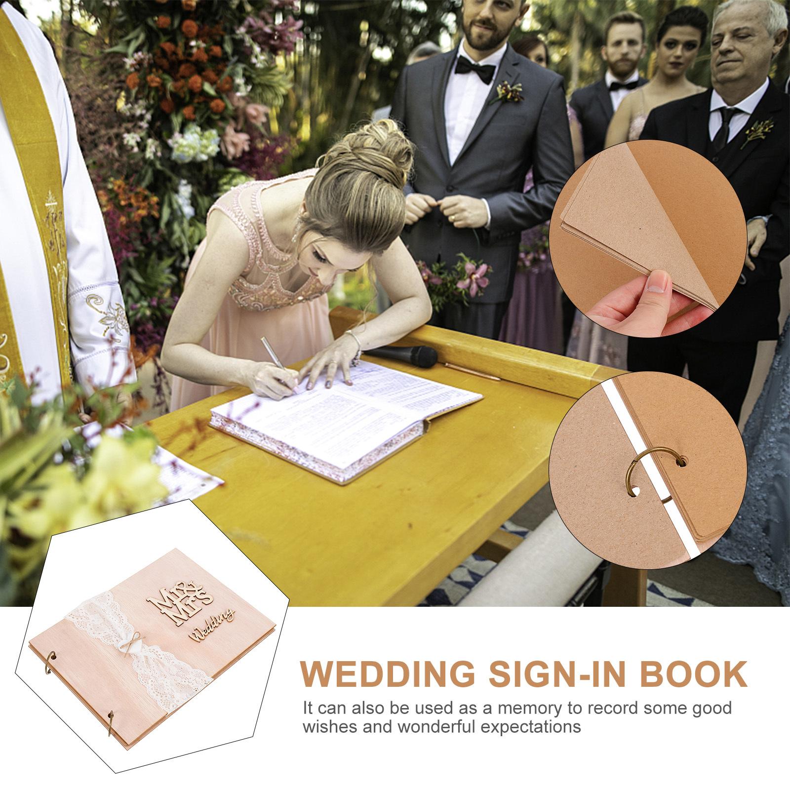 

1Pcs 10 Pages Guest Book for Wedding Party Rustic Wooden Message Book Keepsake Album for Bridal Shower Engagement Ceremony Gift other