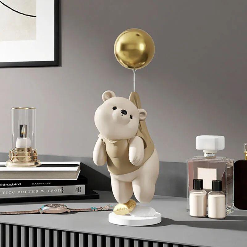 Resin Balloon Bear Figurines Decoration Home Room Table Statue Accessories Hotel Office Desk Sculpture Ornaments Birthday Gifts