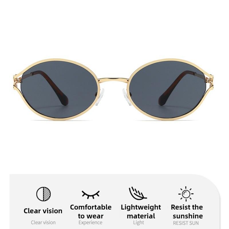 Retro Ovale Hule Solbriller Dame Mote Street Photography Trend Allsidige Solbriller Utendørs Reise UV-bestandige Briller