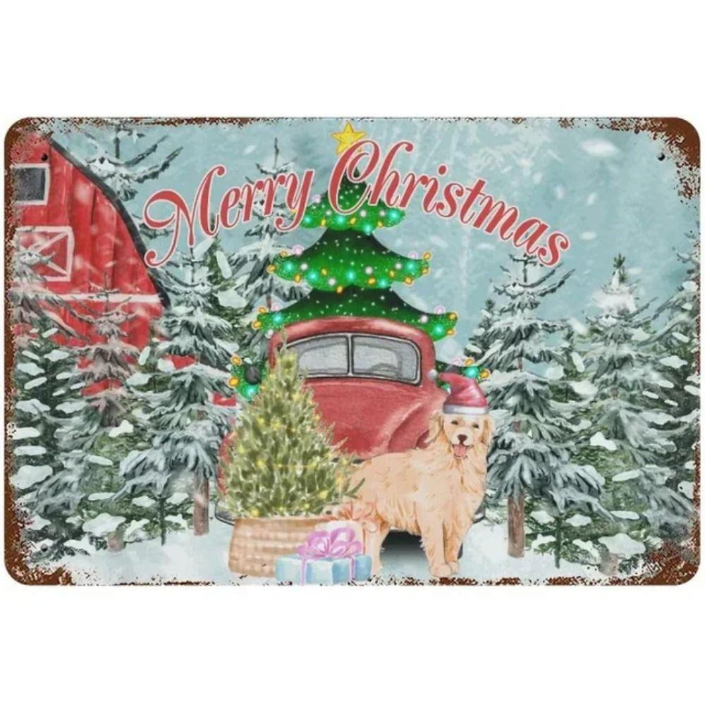 Merry Christmas Santa Metal Sign, Festive Holiday Wall Decor 20x30cm
