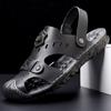 Baotou sandals men's leather casual beef tendon sole first layer cowhide beach shoes dual-purpose driving wear-resistant non-slip dad shoes