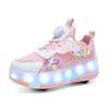 Children's Pulley Shoes 2025 Summer New Cute Fun Cartoon Girls Skates Four-wheel Mesh Sports Roller Skating Shoes