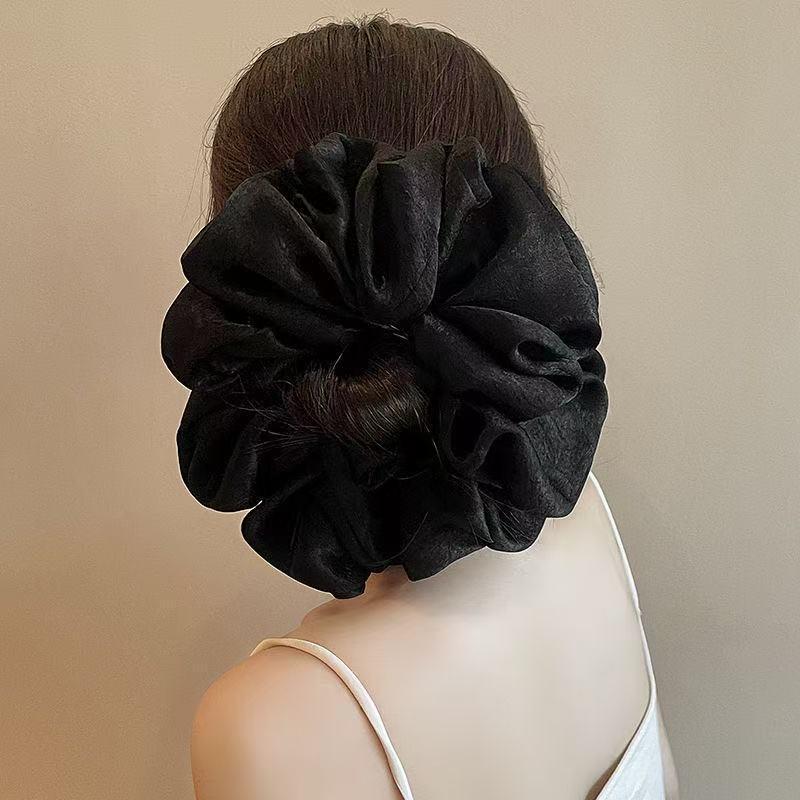 French Retro Faux Silk Pleated Satin Large Hair Tie - Light Luxury Niche Design