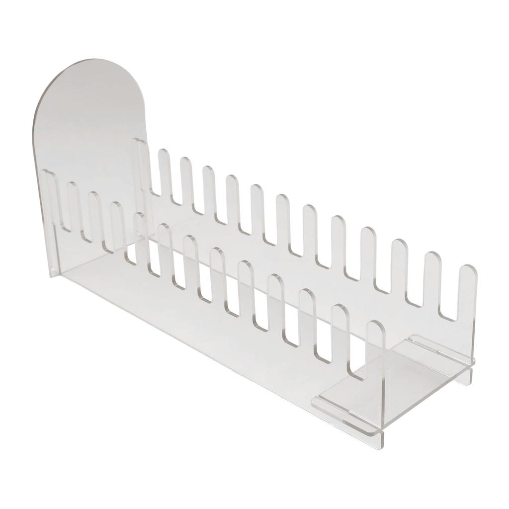 Clear and Black Acrylic 12 Position Card Display Stand with Sleek Modern Design for Greeting Cards and Postcards