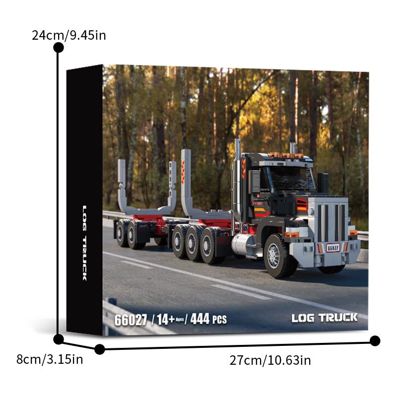 66027 American-Style Timber Truck Tractor Construction Blocks Plaything Ornaments, Logging Truck Model Assembly, Children S Holiday Present