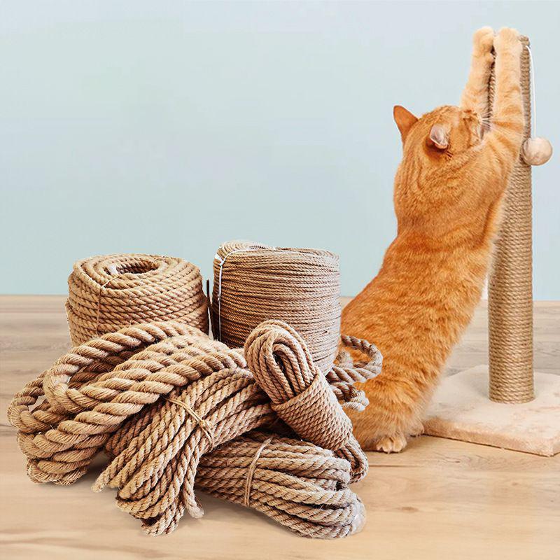 20M Natural Sisal Rope for Cat Tree DIY Scratching Post Toy Wear Resistant Furniture Handmade Ropes Cat Scratchers Accessories