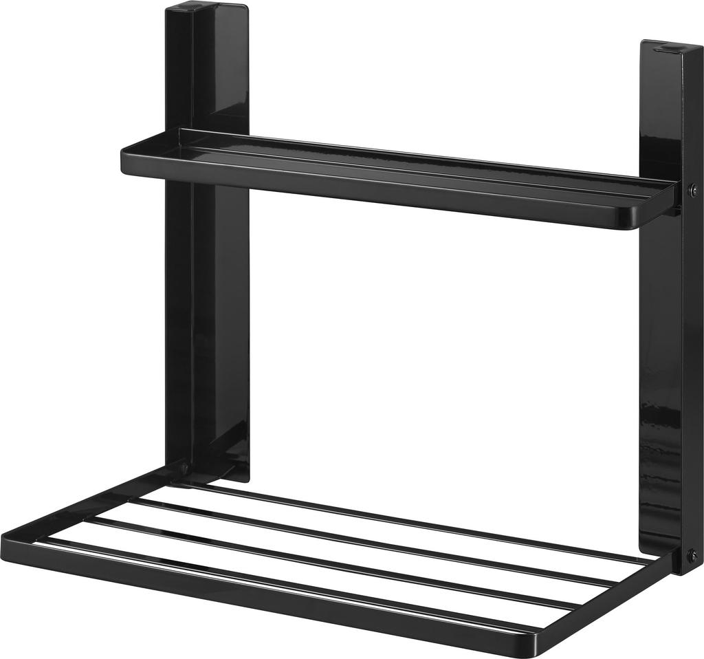 Yamazaki Tower Washing Machine Storage Rack, 2-Tier Magnetic Folding Shelf, Black, Dimensions: W41 x D26 x H36.5cm (W x D x H), Model 1718