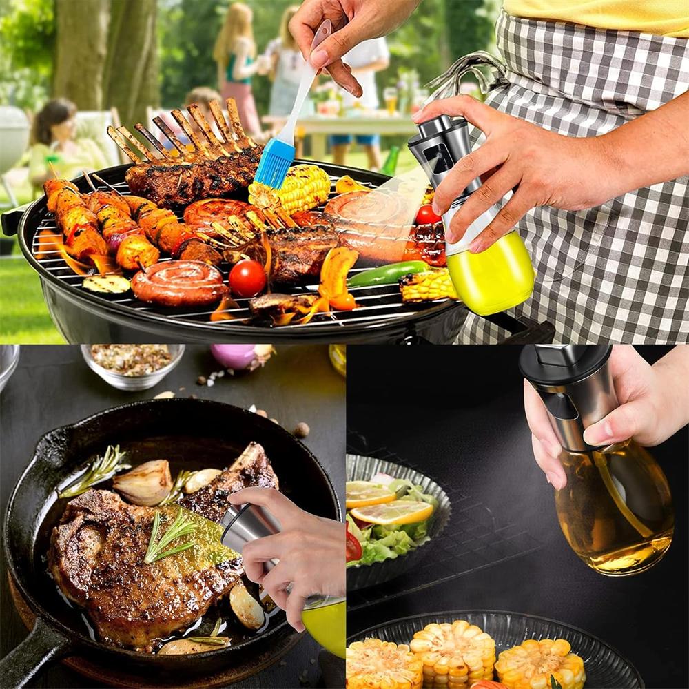 Oil Sprayer Extremely Precise Oil Spray Bottle with funnelMade of Stainless Steel and Glass 200ML Oil Sprayer for Cooking
