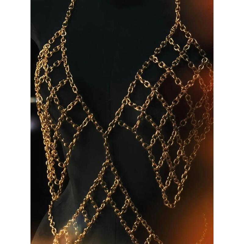 Jewelry Sun Claw Chain Mesh Crystal Chest Chain Women's Beach Diamond Bikini Chain Women Rompers Clothing Body Suits 7FCL