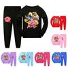 Spring Autumn Anime Printed Fashion Warm Bottom Comfortable Boys Girls Long Sleeve Long Pants Elastic Waist Pajama Set