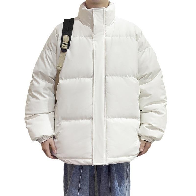Big Size Cotton Clothing Men and Women Paragraph Winter Thickened Bread Clothing Stand-up Collar Cotton Jacket Loose Thickened Cotton Coat Men