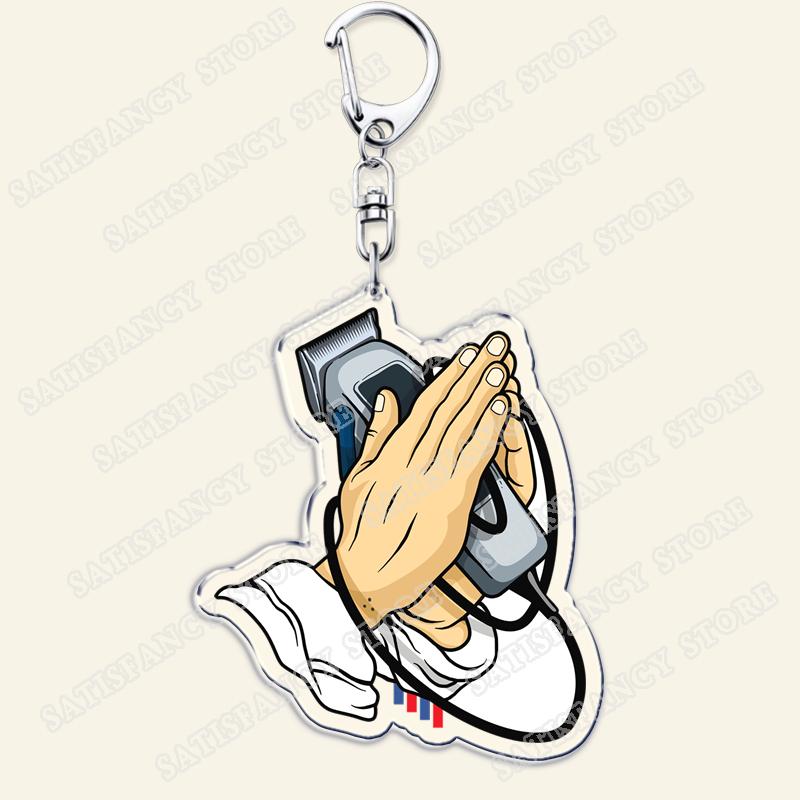 Barber Shop Keychains for Accessories Bag Barbershop Scissors Hairdresser Beard Hairstylist Keyrings Jewelry Friends Fans Gifts