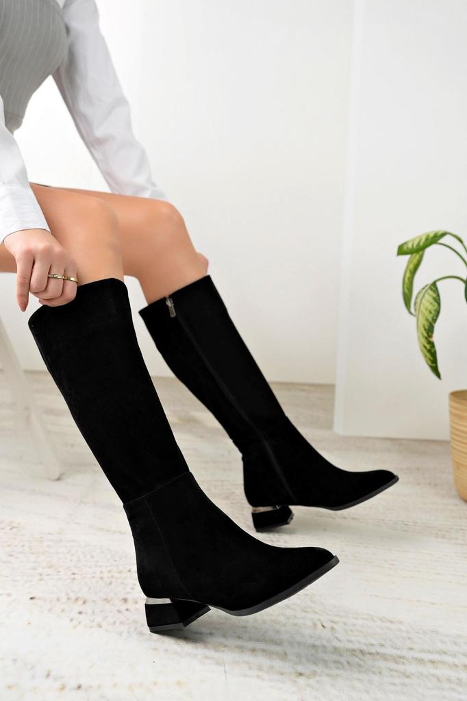 Women Modern Stylish Fashion Boots Boots Dies Black Skin Zipper Detail Garnaviz Heel Boots