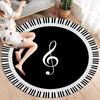 Black and white music keys Round Area Rug,Carpet Rug for Living Room Bedroom Sofa Playroom Decor,Non-slip Floor Mat