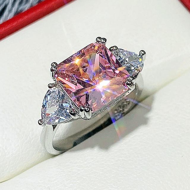 Brilliant Square Cubic Zirconia Rings for Women Silver Color Proposal Engagement Wedding Bands Statement Jewelry 2022
