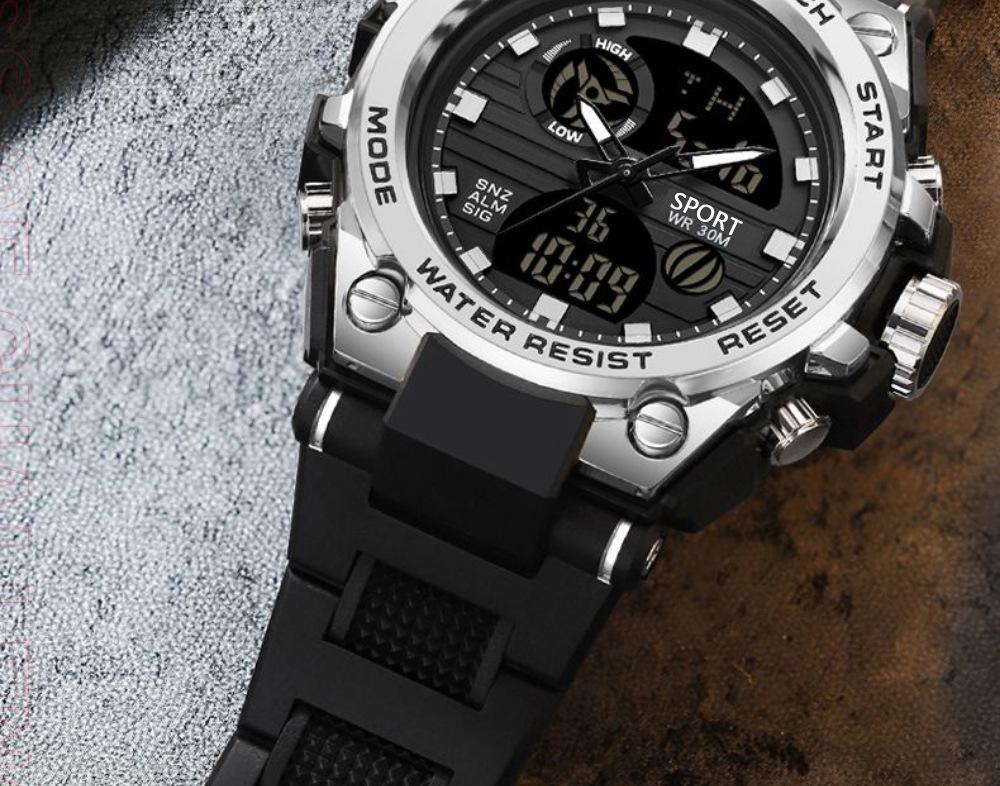 Men's Korean Style Multifunctional Outdoor Sports Luminous Dual Display Electronic Watch