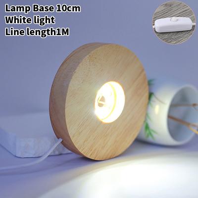 10Cm Wood Light Base Wooden Led Light Rotating Display Stand Lamp Holder