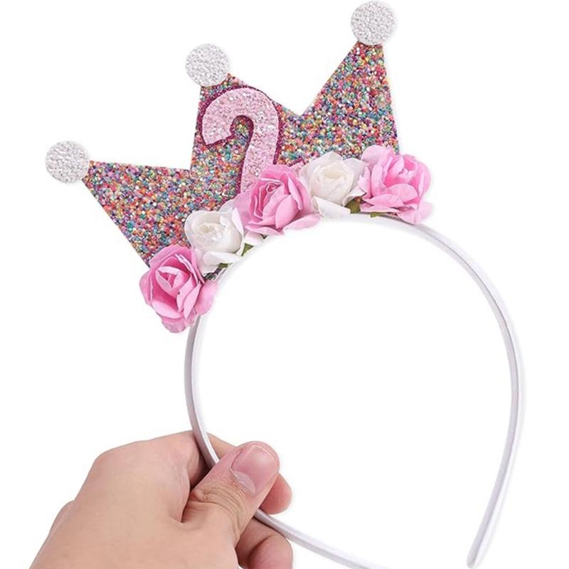 Corona di Fiori Headpiece per Compleanno per Bambino di 2/3/4/5 Anni Cerchietti per Capelli Floreali Accattivanti
