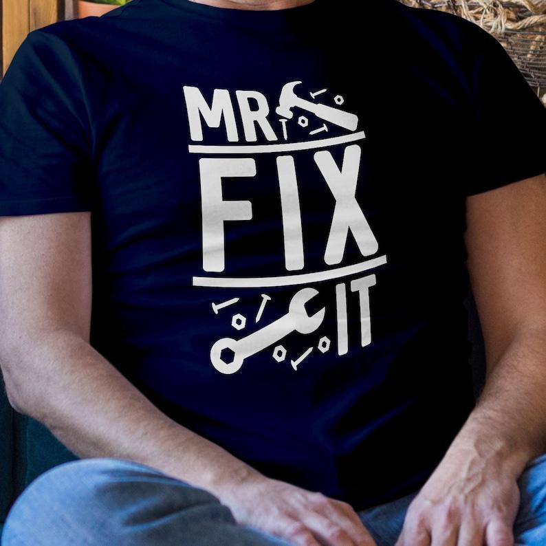 Mr Fix IT Mens Dad Fathers Day Mens Birthday Gift Fathers Day T Shirt Simple Letters Style Print Allmatch Shortsleev Tops