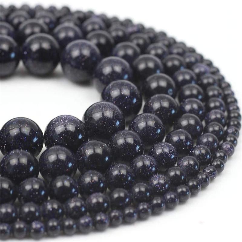 Natürliche blaue Sandsteinperlen, Größe 4 mm, 6 mm, 8 mm, 10 mm, zur Herstellung von Schmuck, lose Abstandsperlen