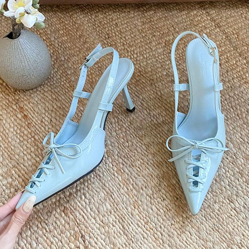 Fashion Blue Fashion Butterfly-Knot Pumps Ladies High Heels Shoes Female Pointed Toe Footwear Buckle Women Stiletto Heels Shoes 2025 New