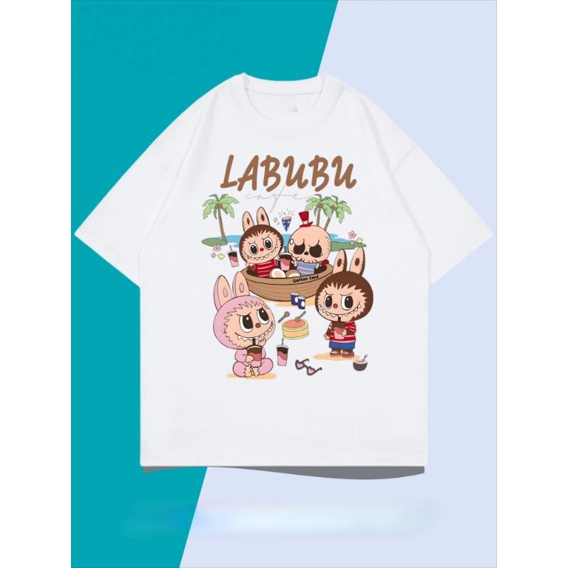 Pánské tričko s krátkým rukávem 2025 Nové letní Labubu Volný top z čisté bavlny Trendy pár LabuBU Anime tričko
