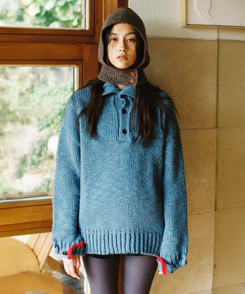 CITTA Wool High-Neck Heavy Knit_Ctk254(Sky Blue)