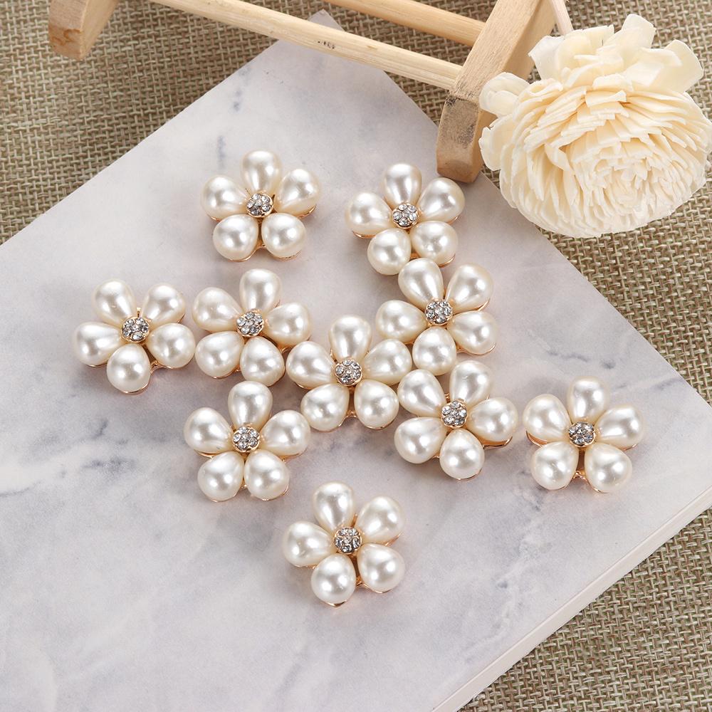 Boutons Strass Fleur 25 mm Bouton Perle Vêtements DIY Alliage Diamant Cryustal Accessoires Noeud Vêtement Décoratif Couture
