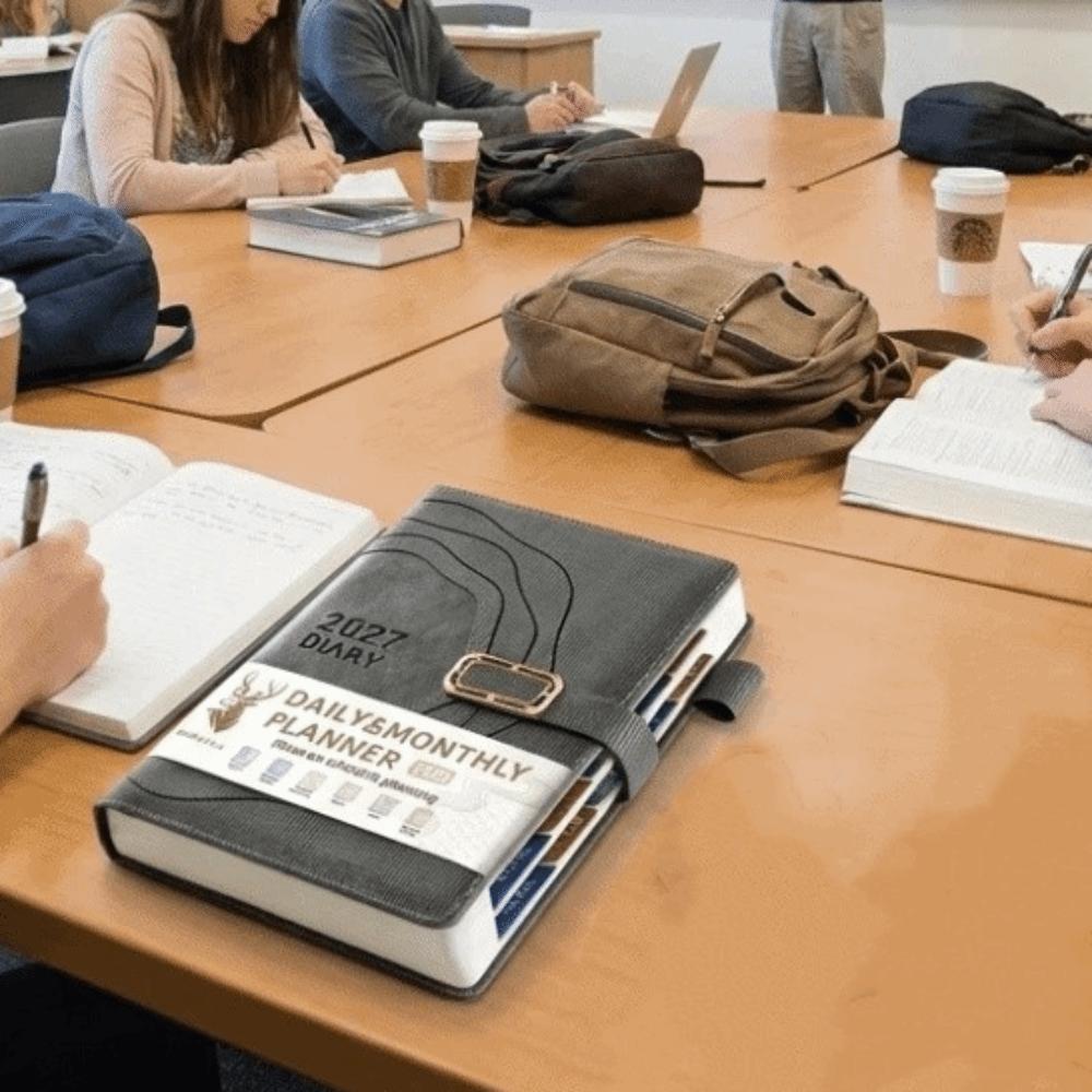 Verdickter tragbarer Tagesplaner PU-Leder-Abdeckung Agenda Planungsnotizbuch Arbeitszeitplan