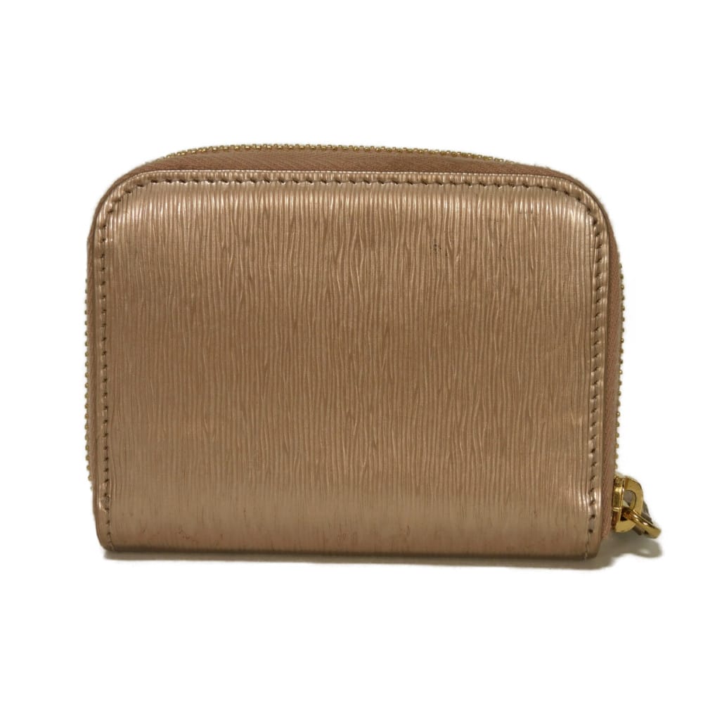 Used 11569 Vitello Move Coin Purse 1MM268 7943 Zip Around Compartment Card Case with Logo, Pink Gold, Women's from