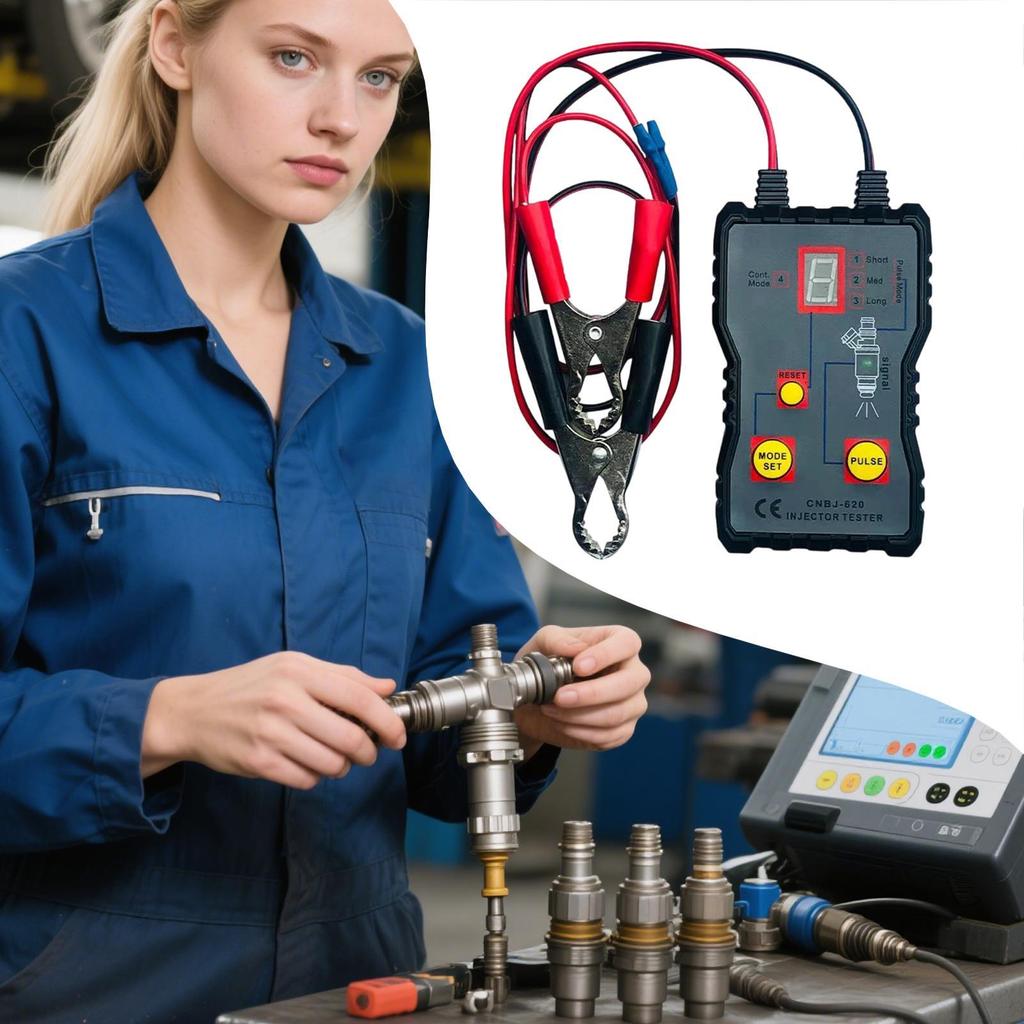 Injector Tester Tool 12V Detector Meter Diagnostic Tool for System Maintenance Performance Checks Troubleshooting Repair Shops