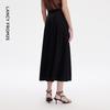 LANCY Elegant Commuter Black Midi Skirt