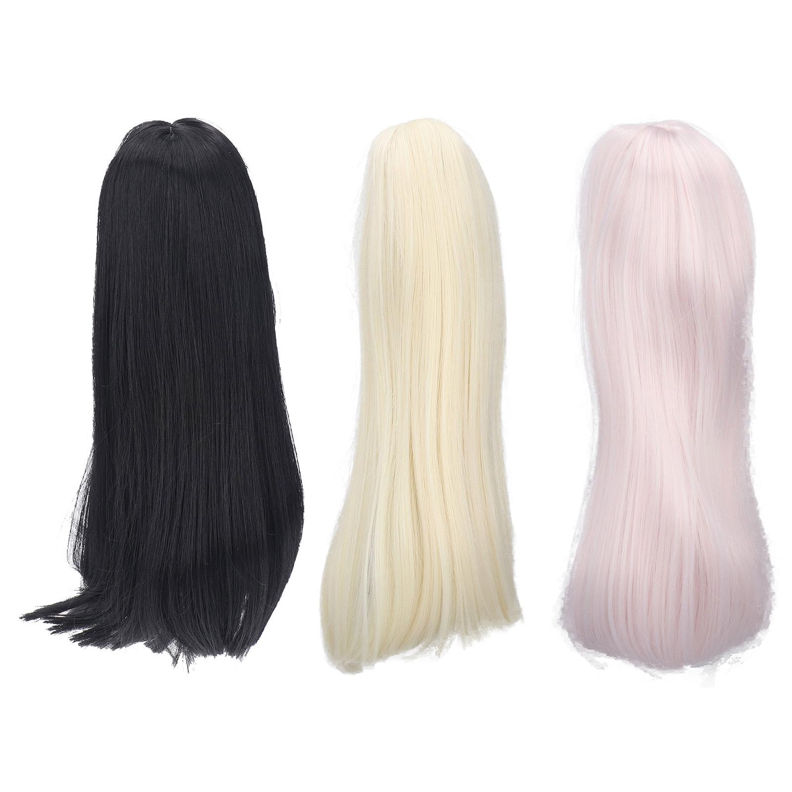 

Doll Wig 8 to 9 Inch Heat Resistant Fiber Straight Wig 1/3 Doll Hair Replacement Wigs for DIY Pink